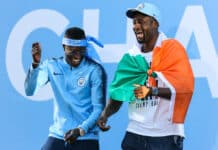 Manchester City's Yaya Tour and Benjamin Mendy