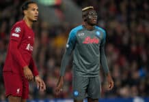 Napoli's Victor Osimhen (right) and Liverpool's Virgil van Dijk during the UEFA Champions League