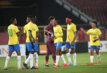 Mamelodi Sundowns players shaking hands