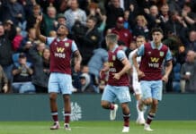 Lyle Foster celebrates his goal against Aston Villa